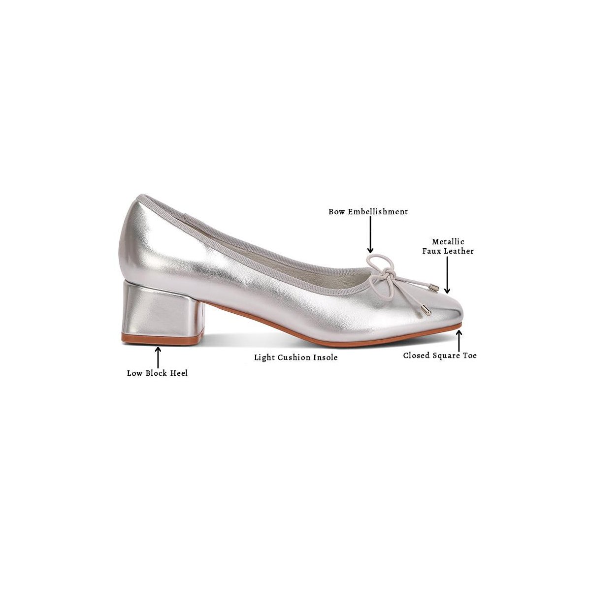 Женские туфли London Rag Womens Laga Metallic Low Block Heel s Ballerinas 6 — фото 3