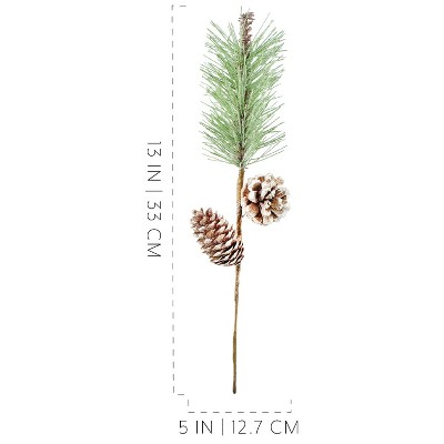 Frosted Pine Cone and Evergreen Christmas Floral Picks, 6-Pack