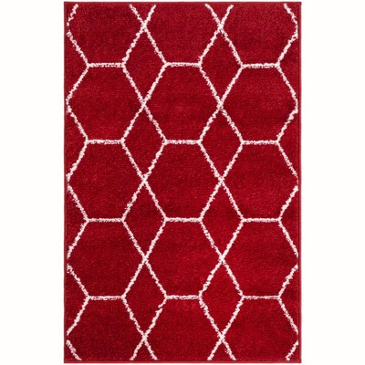 Red Geometric Trellis Synthetic Indoor Area Rug