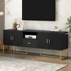 69"W TV Stand TV Console Entertainment Center Media Console with 1 Drawer, 2 Cabinets, and Anti-tip Device for TVs Up to 70", White/Black-ModernLuxe - image 2 of 4