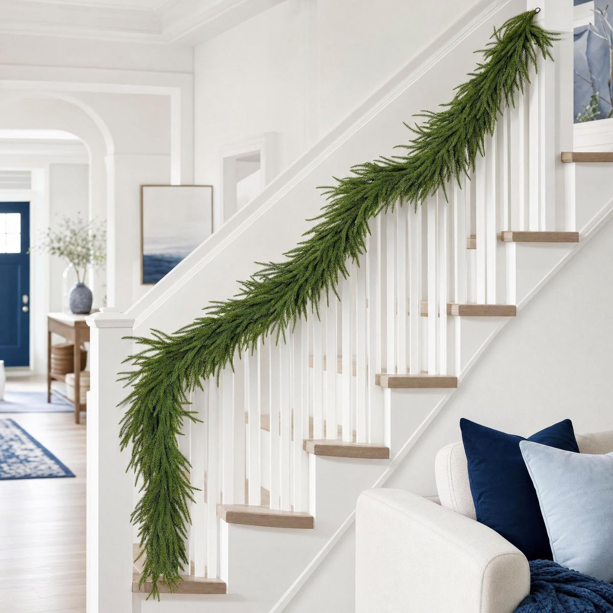 Realistic Norfolk Pine Christmas Garland – Natural Holiday Decor for Mantel, Door & Staircase – Superior Xmas Fireplace Garland - thumbnail 4