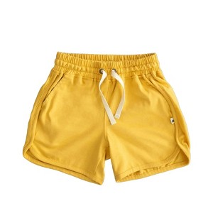 Kids' Organic Athletic Shorts Ochre - 1 of 4