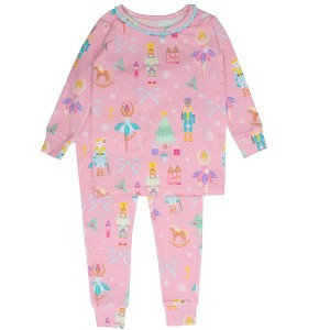 RuffleButts Modal Blend Toddler Girls Ruffle Long Sleeve Pajama Set - 1 of 2