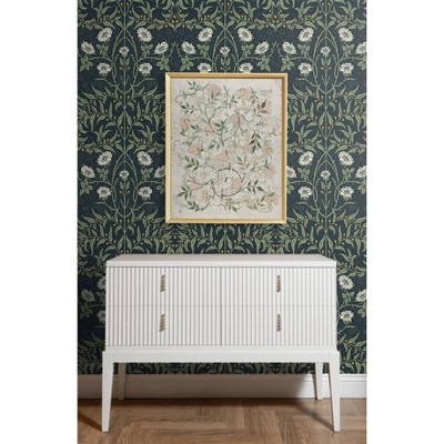 Navy and Sage Floral Peel and Stick Vinyl Wallpaper