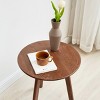 Modern Solid Wood End Table,Accent Table with Round Tabletop And Tapered Legs,Small Side Table For Living Room Bedroom-Cuddlewood - 2 of 4