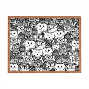 Sharon Turner just owls black white  Rectangular Bamboo Tray - Deny Designs - 1 of 2