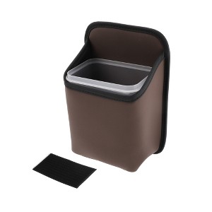 Unique Bargains Car Trash Can Hanging Front Rear Seats Faux Leather Trash Bin 1 Pc - 1 of 4