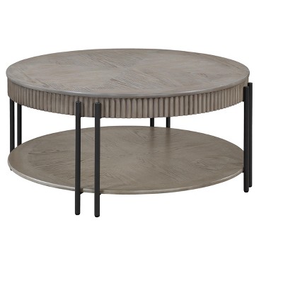 1pc Contemporary Round Coffee Table with Storage Shelf Black Brown Tan / Beige Finish Living Room Wooden Modern Furniture