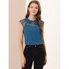 Allegra K Women's Mesh Semi Sheer Work Office Peter Pan Collar Shirt - 2 of 4
