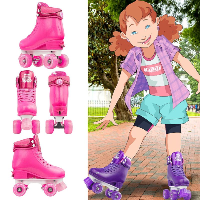 Crazy Skates Adjustable Roller Skates For Girls - Glitter Pop Collection - Size Adjustable To Fit Four Sizes, 5 of 7