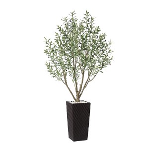 Kazeila UV Resistant 6-7FT Artificial Pre Potted Olive Tree with Brown Tall Planter for Indoor Outdoor Office House Decor - 1 of 4
