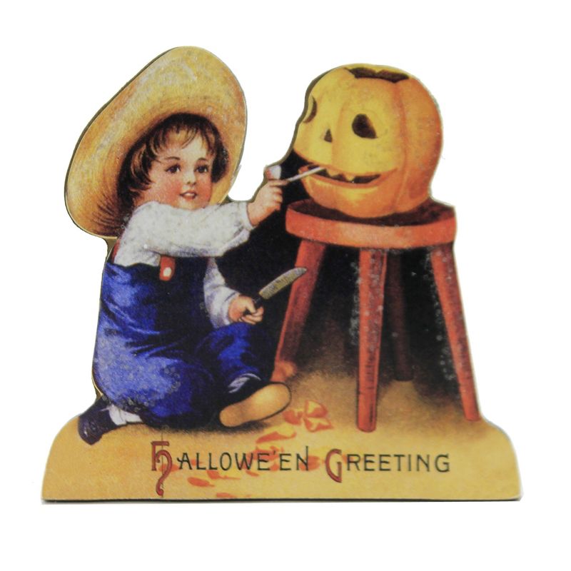 4.25 In Little Halloween Children Pumpkin Carving Black Cat Figurines, 3 of 6
