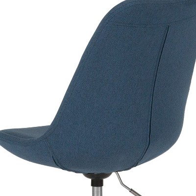 Blue Fabric Mid-Back Swivel Office Chair with Chrome Base