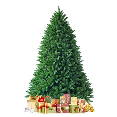 Tangkula 5/6/7.5'Artificial Green PVC Christmas Fir Tree w/ Metal Stand