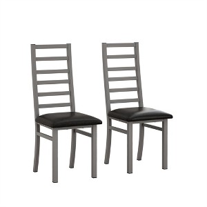 XINGHANZHENXUAN Set of 2 Modern Armless Metal Dining Chairs, PU Leather Upholstered High-Back Chairs for Kitchen & Living Room - 1 of 4