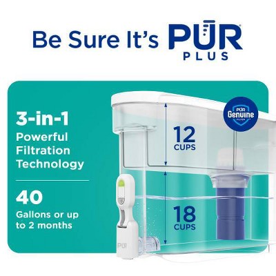 PUR Plus 30-Cup Clear and White Water Filter Pitcher