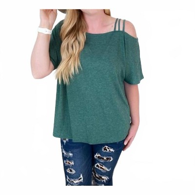Women's One Shoulder Strappy Top, Green - Shirley Stone