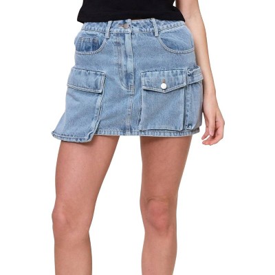 Women's Denim Cargo Mini Skirt - Mimosa