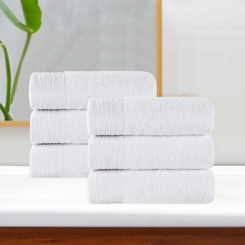 Rayon From Bamboo Cotton Blend Hypoallergenic Solid Hand Towel Set of 6 by Blue Nile Mills, 2 of 9