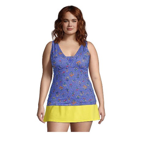 Lands' End Women's Plus Size Chlorine Resistant Tummy Control Grecian  Tankini Top Swimsuit Adjustable Straps - 22w - Electric Blue Botanical  Check : Target