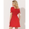 Allegra K Women's Square Neck Puff Sleeve Smocked Floral Ruffled Hem Dress - 4 of 4