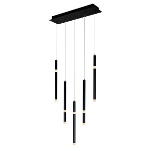 CWI Lighting Flute 5 Light LED Chandelier With Black Finish - 1 of 4