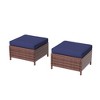 Sonkuki 2-Piece Ottomans with Solution-Dyed Fabric Cushion, All-Weather Wicker Ottomans, Ideal for Patio - 2 of 4