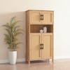 GlasFlength Utility Storage Cabinets Mid Century Modern Cabinet with Woven Rattan Doors for Living Room Dining Room, Beige, 23.6"*11.8"*46.5" - 2 of 4