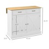 Yukimo Farmhouse Kitchen Island Cart with Drop Leaf Breakfast Bar, 2 Drawers, Adjustable Shelves, White Wood - 3 of 4