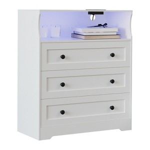 Small three-drawer dressing table, wooden dressing table, bedroom wardrobe/bedside table, modern wooden drawer cabinet, suitable for living room. - 1 of 4