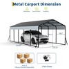 10x15 FT Metal Carport, Heavy Duty Carports Canopy with Galvanized Steel Frame & Roof, Outdoor Garage Car Port All-Weather, Outdoor Galvanized Shelter - 2 of 4