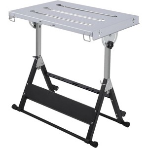 Steel Welding Table , Folding Work Table with Non-Slip Base & 2 Wheels,Adjustable Angle & Height, Load Capacity Steel Workbench Table - 1 of 4