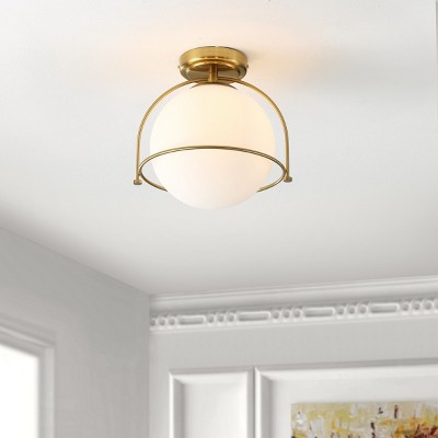 Valise 11" Gold and White Glass LED Flush Mount Light