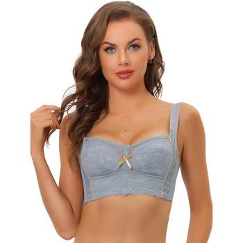 Allegra K Women's Lace Wirefree High Back Padded Full Coverage Minimizer Bras