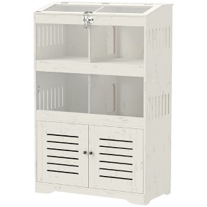 Skyzone Dwarf Hamster Gerbil Cage: White Acrylic Transparent Habitat with Open Top, Hut, Ladder, - 1 of 4