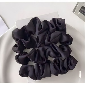 Kitcheniva Silky Satin Scrunchies 4 Pcs, Black - 1 of 3