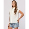 Allegra K Women's Casual Summer Linen Button Down Cap Sleeve Cotton Collar Shirts - 4 of 4