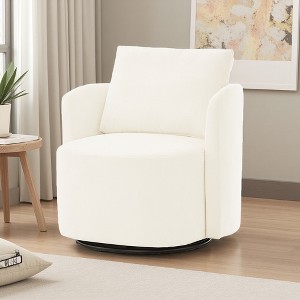 360-degree Swivel 29.9" Accent Barrel Chair with Curved Ergonomic Design - 1 of 4