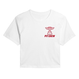 Women's - Disney - Team Lightning Mcqueen Pit Crew Cropped Graphic T-Shirt - 1 of 4