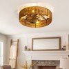 Airsurfer 19" Low Profile Black LED Flush Mount Ceiling Fan with Brown Blades and Remote, Enclosed Cage Design - 2 of 4