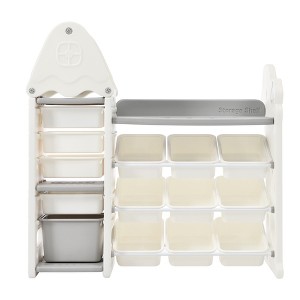 VYNXARIA Kids Toy Storage Organizer with 14 Bins, Multi-Functional Nursery Furniture for Playroom and Bedroom, 43.3'' x 17.3'' x 43.3'' - 1 of 4
