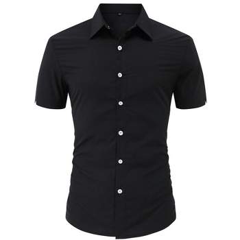 Men's Muscle Shirts Short Sleeve Button Up Shirt Slim Fit Dress Shirts