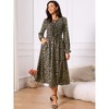 INSPIRE CHIC Women's Leopard Print Long Sleeve Tie V Neck Flowy Party Y2k Cheetah Dresses with Pockets - 3 of 4