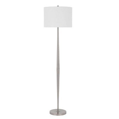 62" Sterling Metal Floor Lamp with Hardback Drum Shade Gray - Cal Lighting