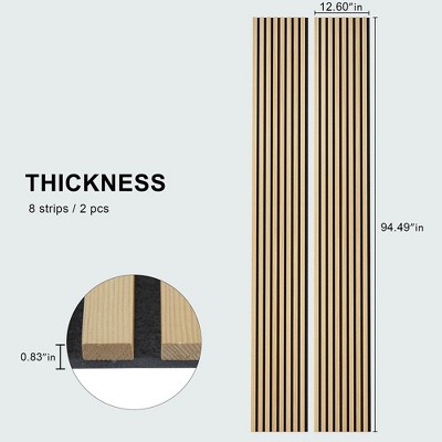 Natural Oak Acoustic Wood Slat Wall Panels, 94.49" x 12.6"