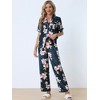 cheibear Women's Printed Short Sleeve Button Down Sleepwear with Pants Pajama Set - 2 of 4