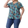 Agnes Orinda Women's Plus Size V Neck Ruffle Short Sleeve Boho Floral Casual T-Shirt - 2 of 4