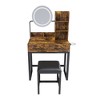 JUJABU Brown Makeup Vanity Table with Lighted Mirror, Power Outlet, 2 Drawers, Metal Legs & Chair for Bedroom or Dressing Room - 2 of 4