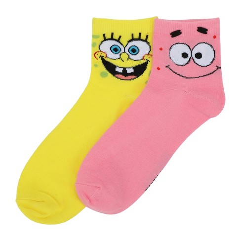 Spongebob Squarepants Adult Quarter Crew Ankle Socks - 2-pack Of Bikini ...