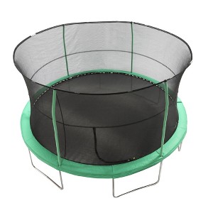 JumpKing JK1418C2 14 Foot Padded Enclosed Round Trampoline with G3 Poles, Green - 1 of 4
